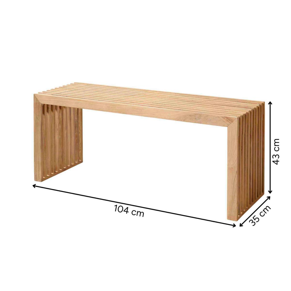 Sitzbank Rib - Teakfarben, Konventionell, Holz (104/43/35cm) - MID.YOU