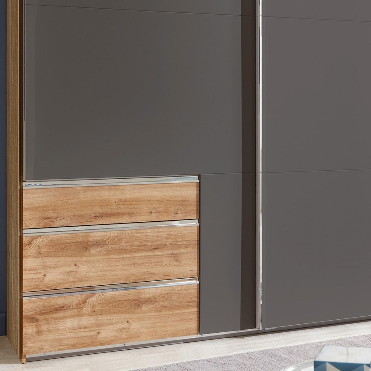 Ormar S Kliznim Vratima Level 36a - boje grafita/boje hrasta, Moderno, drvni materijal/metal (250/216/65cm) - Modern Living