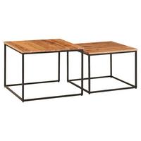 Dohányzóasztal Mid.you - akáciaszínű/fekete, Modern, fa/fém (60/60/46cm) - MID.YOU