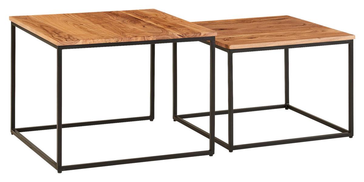 Dohányzóasztal Mid.you - akáciaszínű/fekete, Modern, fa/fém (60/60/46cm) - MID.YOU