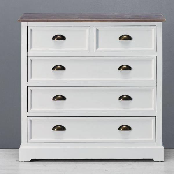 Kommode in Weiß/Kieferfarben 'Cookie' - Weiß/Kieferfarben, Holz/Metall (88/88/37cm) - Bessagi Home