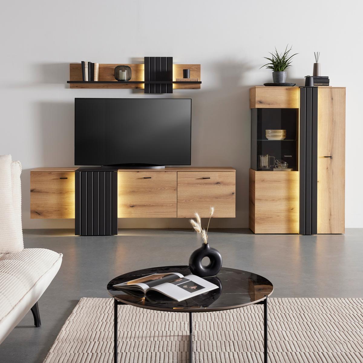 TV-Element in Eiche/Grau - Modern, Holzwerkstoff/Kunststoff (207,8/66/44,8cm) - Mömax