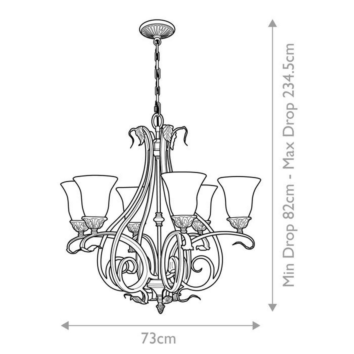 Luster Sonomavalley Fe-Sonomavalley6 - crvenosmeđa, Konvencionalno, staklo/metal (73/82cm) - Elstead Lighting