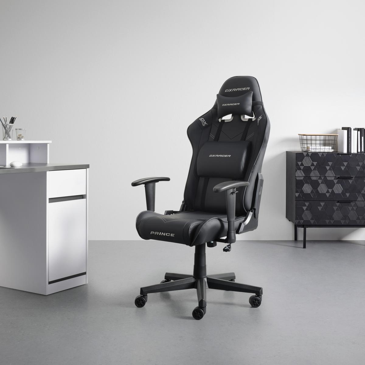 Gamingstuhl Prince in Schwarz - Schwarz/Weiß, MODERN, Kunststoff/Textil (67/126/67cm) - Dxracer