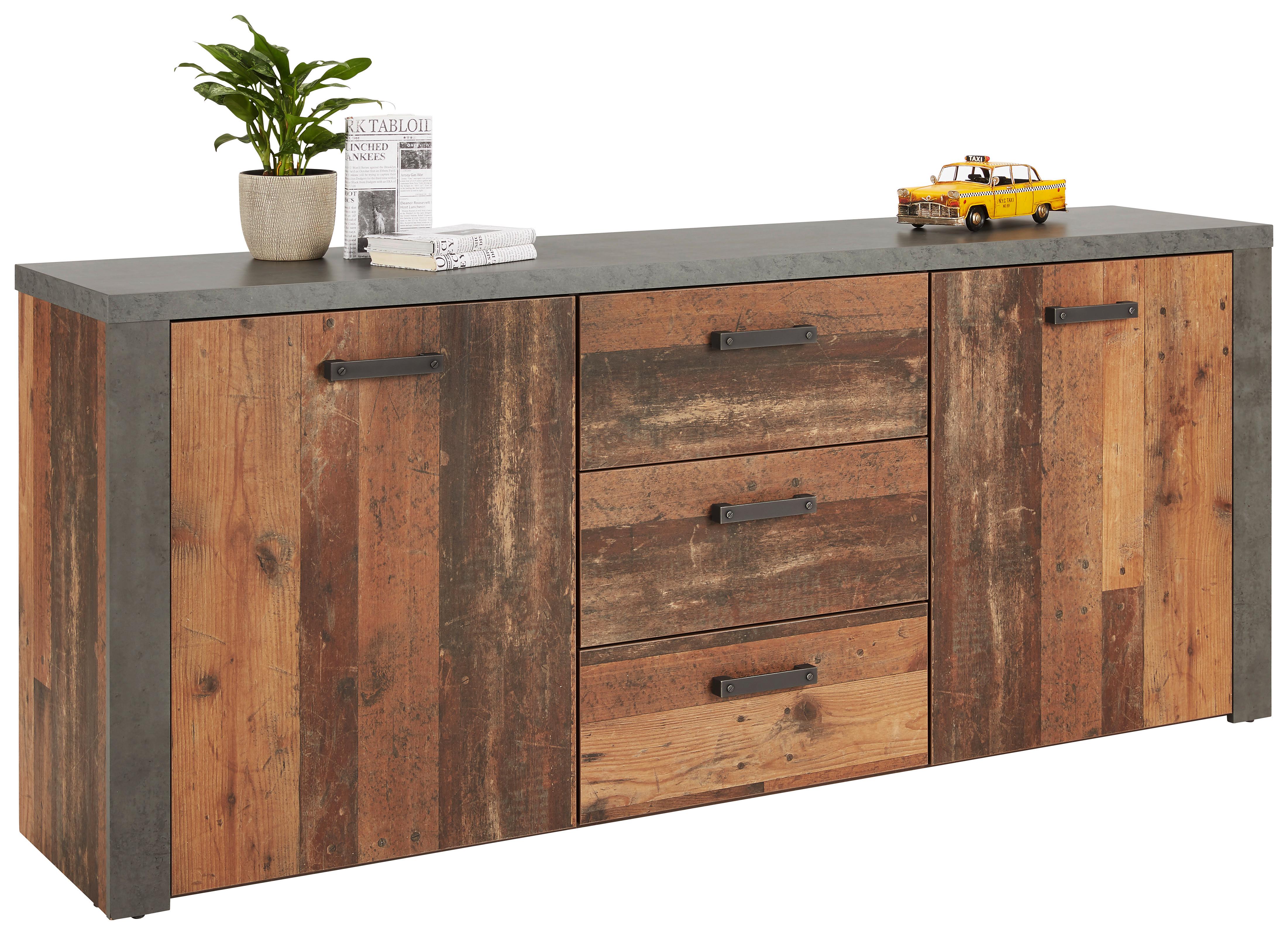 Sideboard in Dunkelbraun - Dunkelgrau/Dunkelbraun, MODERN, Holzwerkstoff/Kunststoff (196/83/41cm) - Modern Living