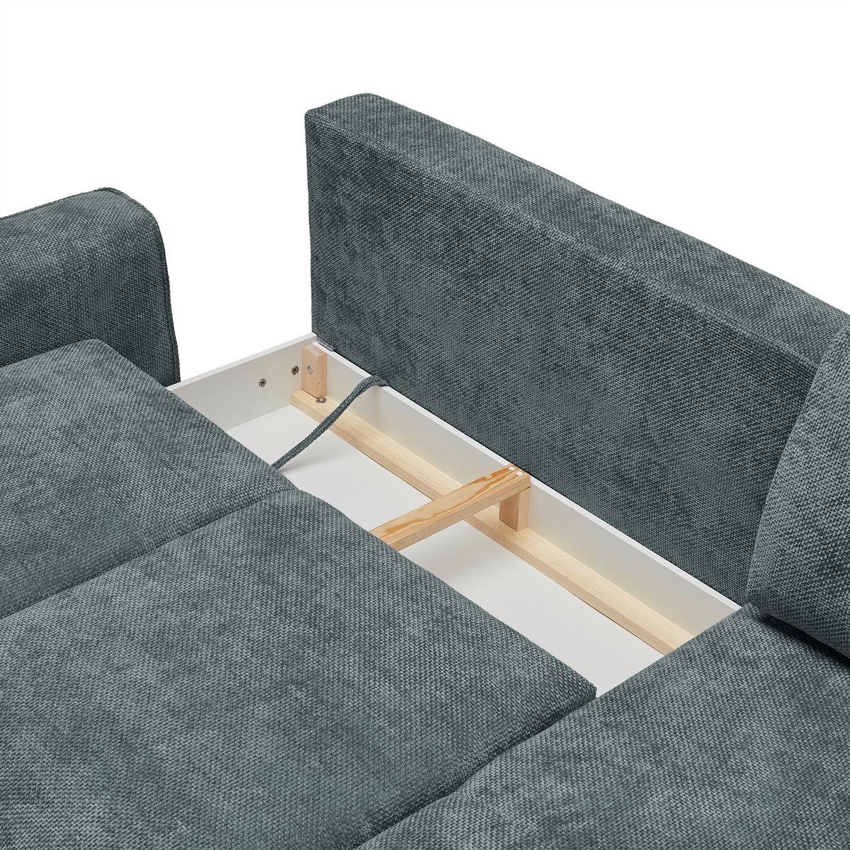 Ecksofa Custom Dunkelgrün - Dunkelgrün/Schwarz, MODERN, Textil/Metall (255/85/164cm) - Mömax