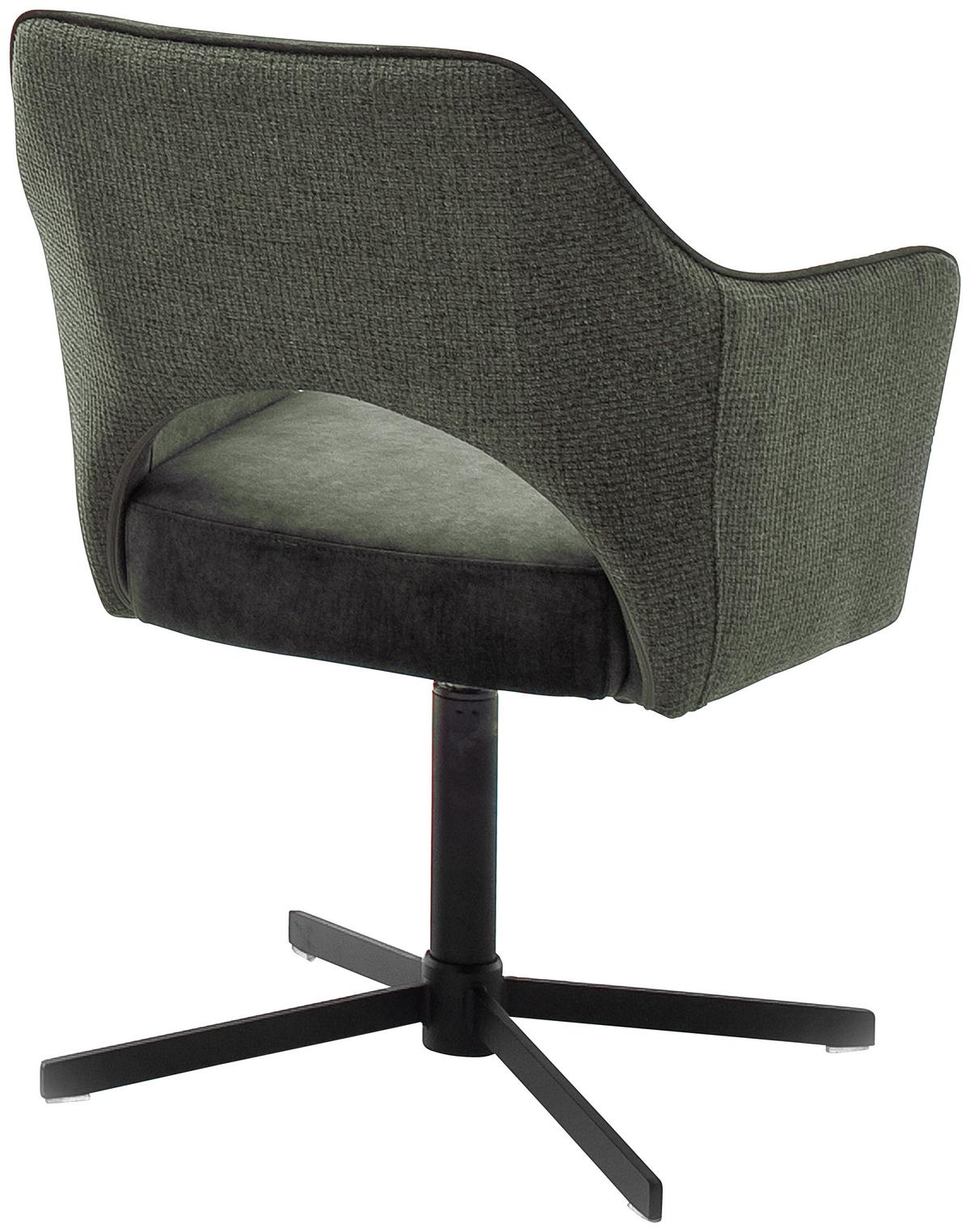 Armlehnstuhl Valletta in Olivgrün/Schwarz - Schwarz/Olivgrün, Konventionell, Textil/Metall (61/85/60cm) - Premium Living