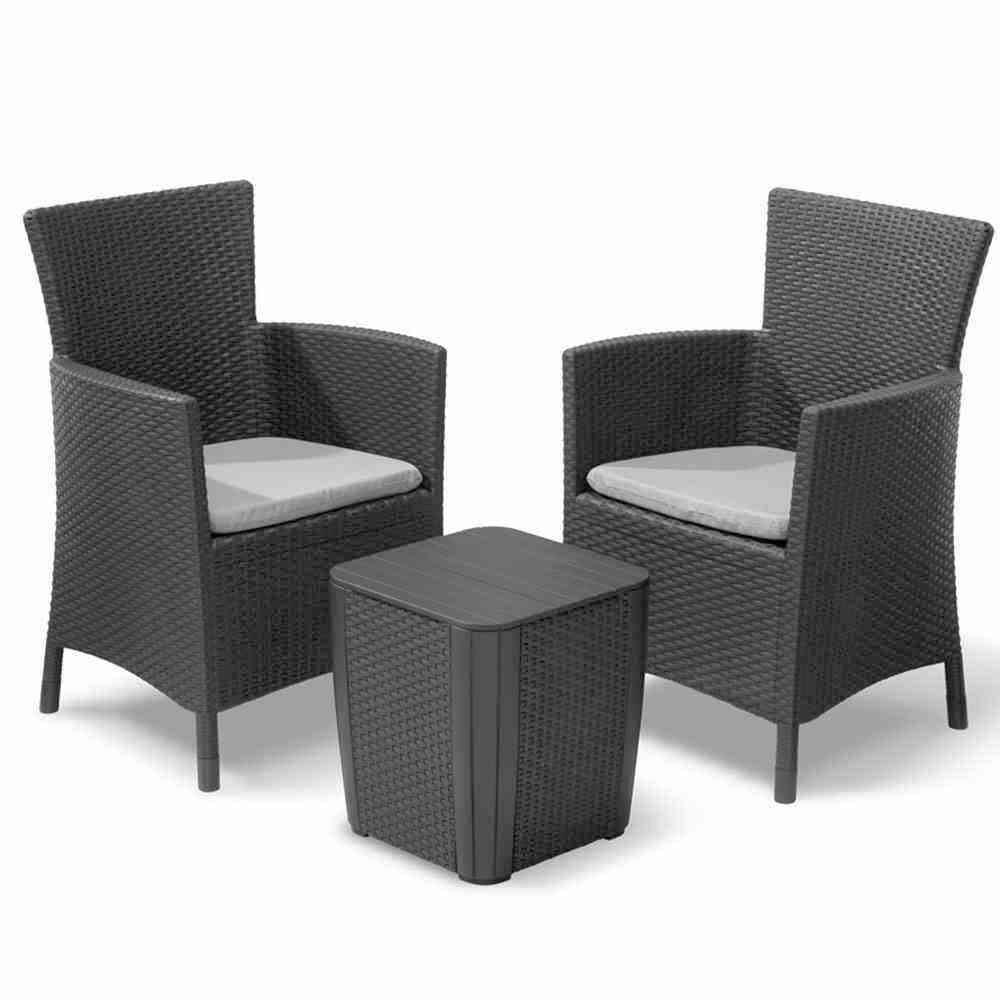 BALKONSET IOWA SET INKL. HÜLLE - Graphitfarben/Grau, MODERN, Kunststoff (54/87/48cm) - Keter