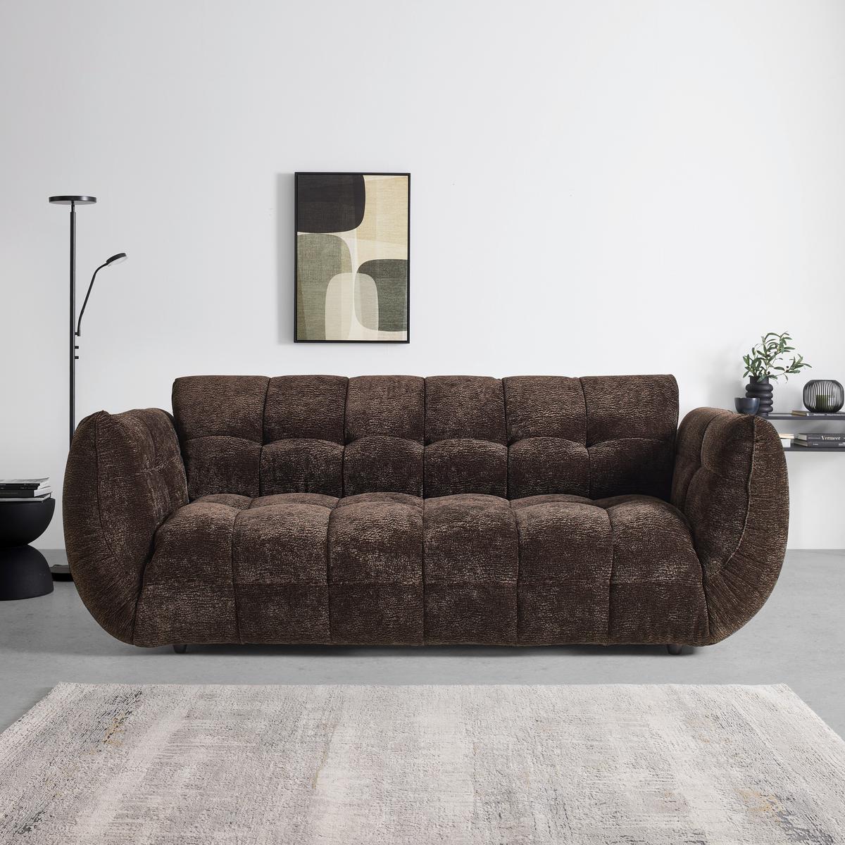 Bigsofa Carlos Dunkelbraun - Dunkelbraun/Schwarz, Modern, Kunststoff/Textil (218/81/104cm) - Mömax