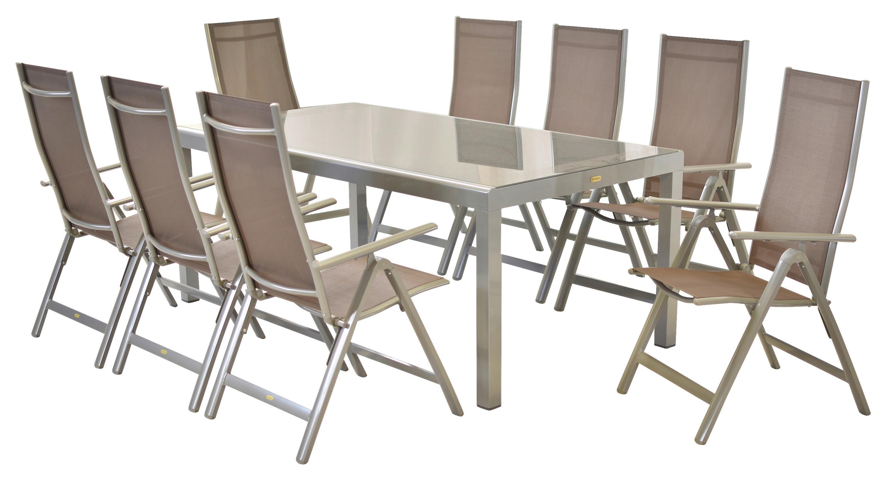 Vrtni Set Carrara, 9-Delni - srebrne barve/rjavosiva, Moderno, kovina/tekstil - Gardenson