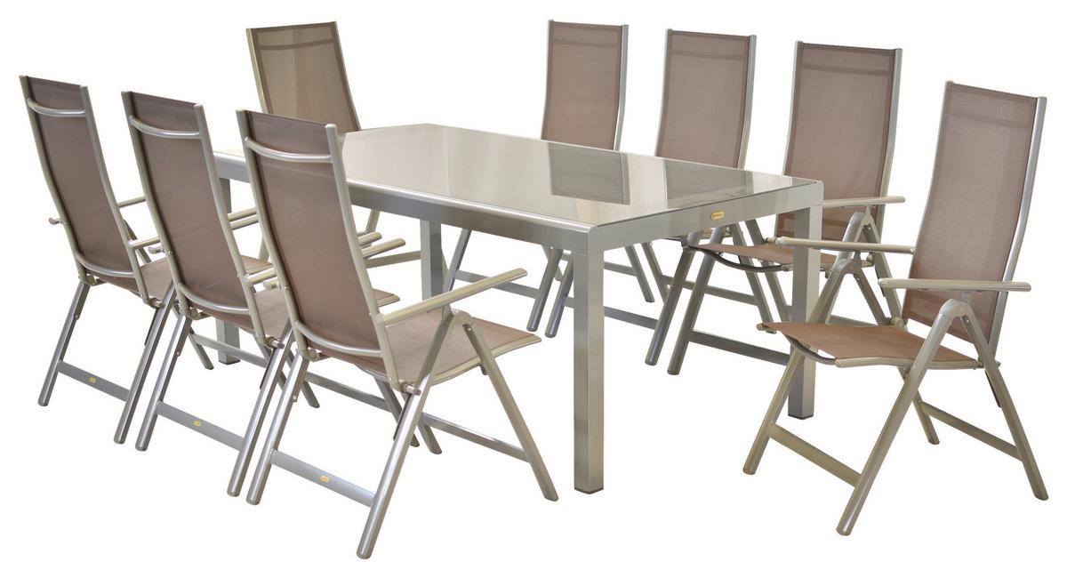 Vrtni Set Carrara, 9-Delni - srebrne barve/rjavosiva, Moderno, kovina/tekstil - Gardenson