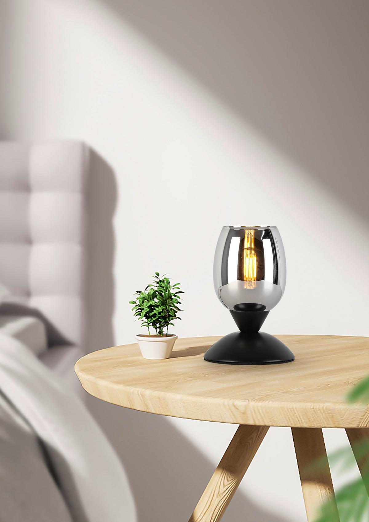 Veioză Blacko - culoare crom/negru, Modern, sticlă/metal (12,5/18cm) - Modern Living