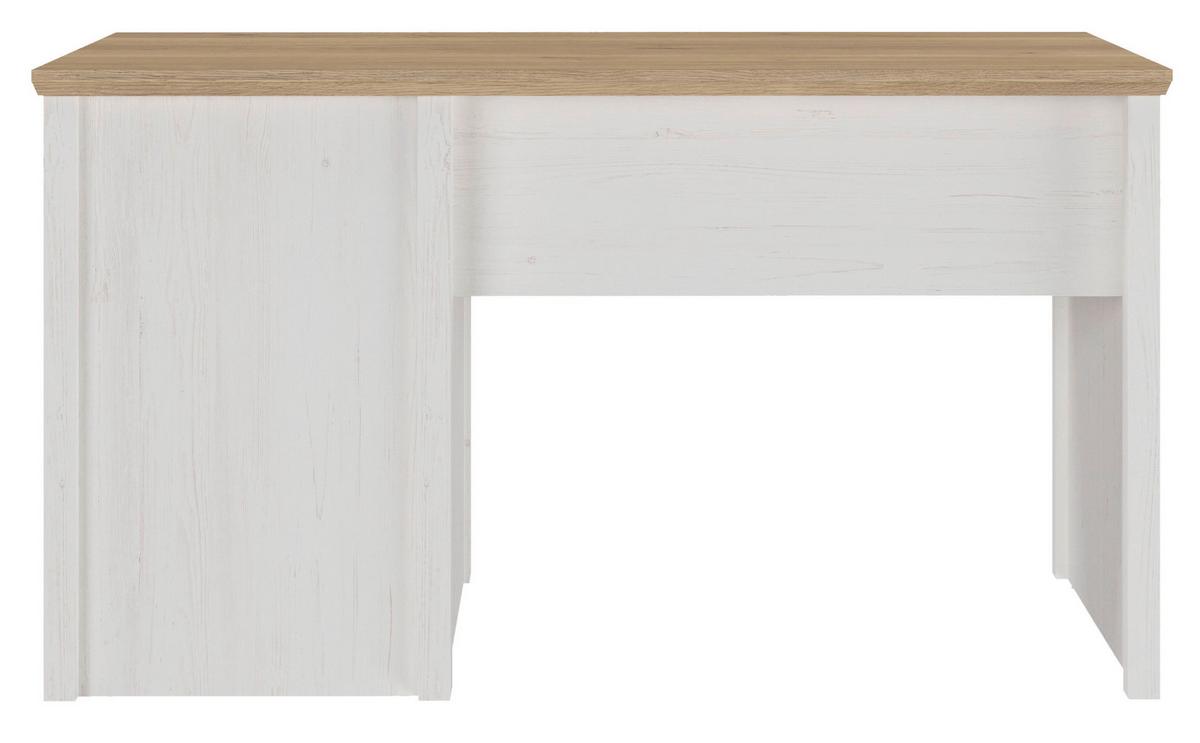 Schreibtisch Korsika Eiche-/Kieferfarben - Eichefarben/Schwarz, ROMANTIK / LANDHAUS, Holzwerkstoff/Metall (136/60/76cm) - Mömax