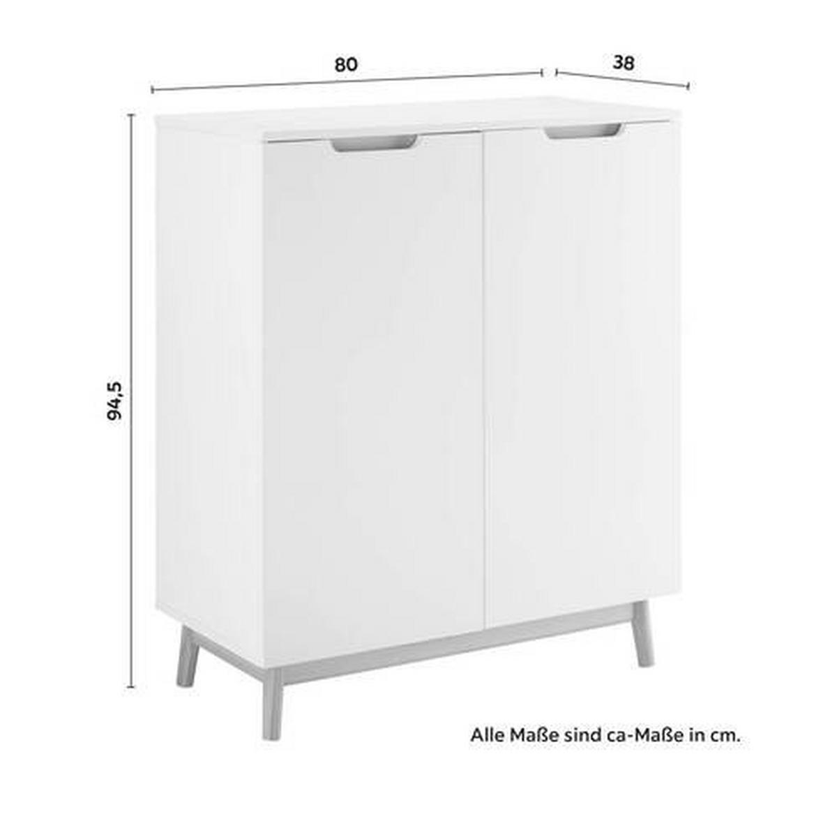 Komoda Nicole, Bela, Barva Bora - barve bora/bela, Moderno, les (80/94,5/38cm) - Bessagi Home