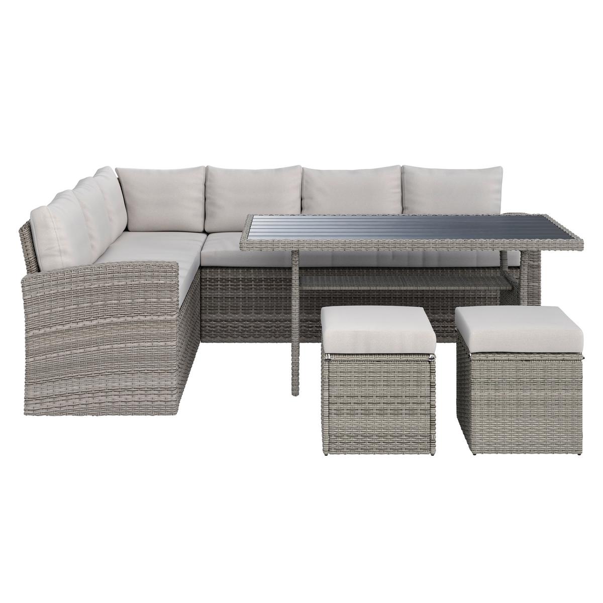 Kerti Garnitúra Alex Left - világosszürke/szürke, Modern, műanyag/faalapú anyag (179/68/73cm) - Mömax