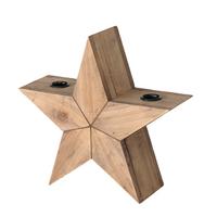 ŚWIECZNIK DO ŚWIEC DŁUGICH 2024292 - kolor naturalny, Natur, metal/drewno (25/8/24cm)