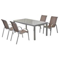 GARTENSET AMALFI - Taupe/Silberfarben, MODERN, Textil/Metall - Gardenson