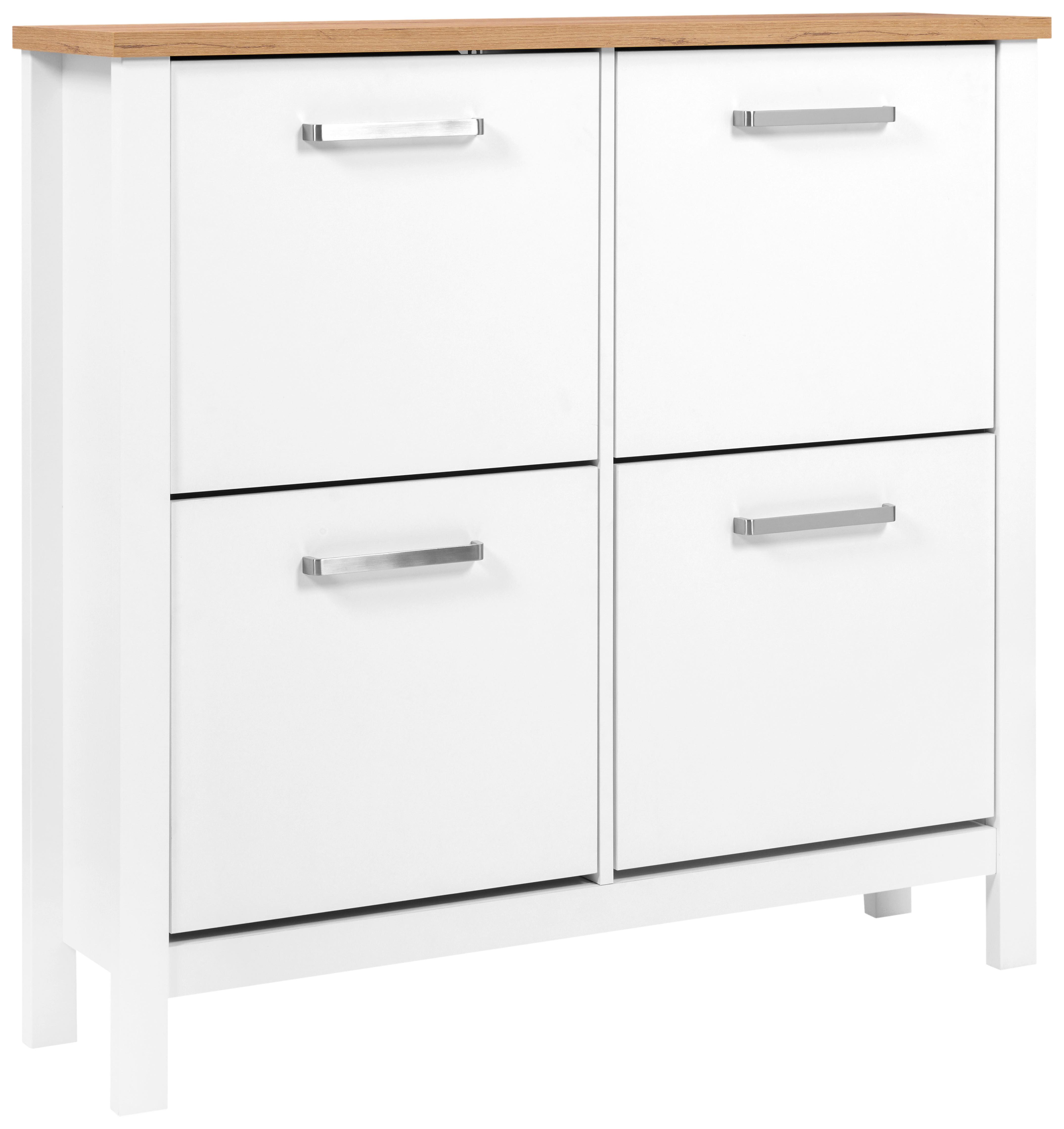 Schuhkipper Sicilia Weiß/Eiche - Weiß/Eiche Artisan, ROMANTIK / LANDHAUS, Holzwerkstoff (113/109/30cm) - Mömax