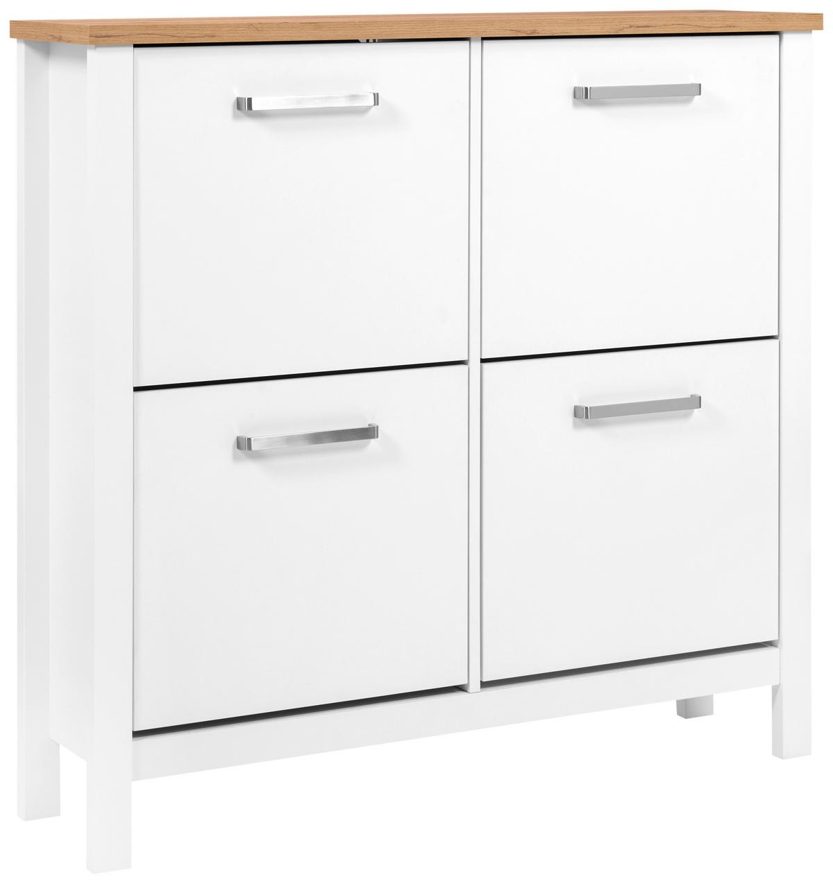 Schuhkipper Sicilia Weiß/Eiche - Weiß/Eiche Artisan, ROMANTIK / LANDHAUS, Holzwerkstoff (113/109/30cm) - Mömax