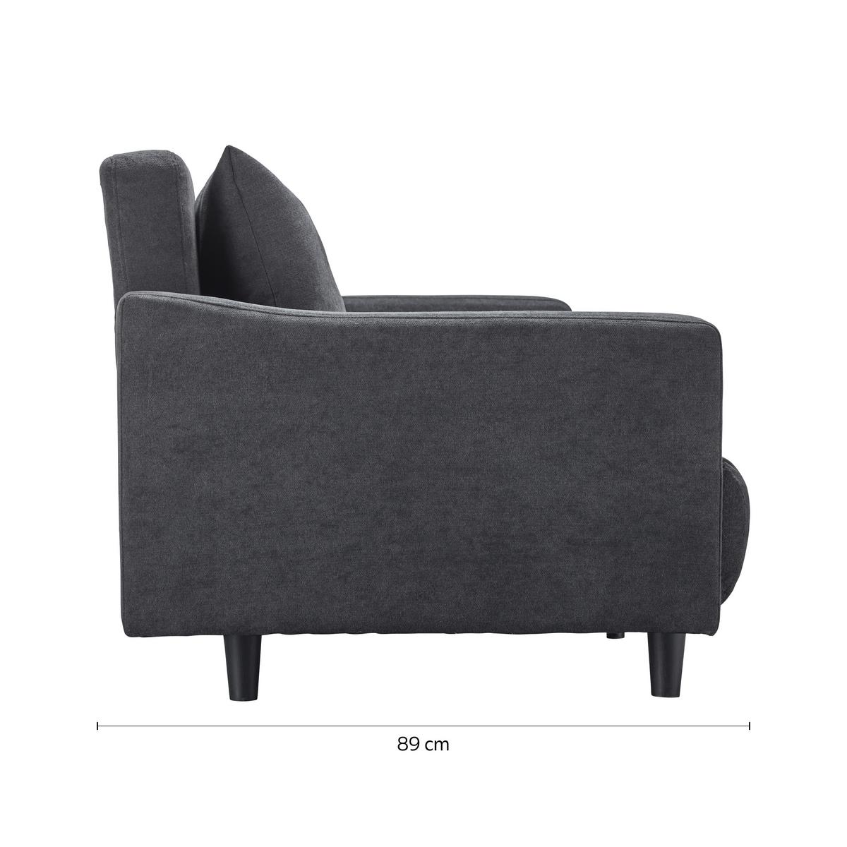SOFA Z FUNKCJĄ SPANIA SANDRO - ciemnoszary/czarny, Modern, tworzywo sztuczne/tkanina (175/76/89cm) - Bessagi Home