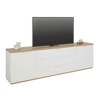 Element Tv WIDE - stejar Artisan/alb lucios intens, Modern, material pe bază de lemn (240/75/40cm) - Modern Living