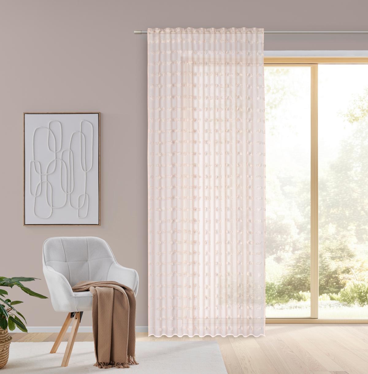 Draperie confecționată Bella - roz deschis, Romantik / Landhaus, textil (140/245cm) - Mömax