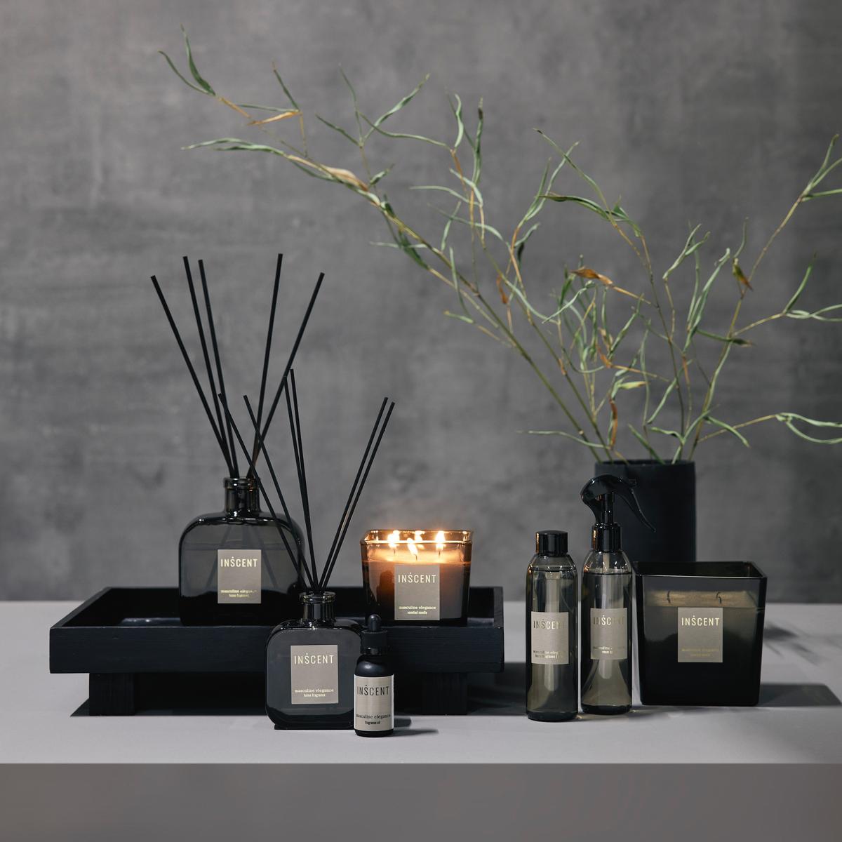 Raumduft Masculine Elegance in Grau ca. 200ml - Klar/Grau, Design (200ml) - Inscent