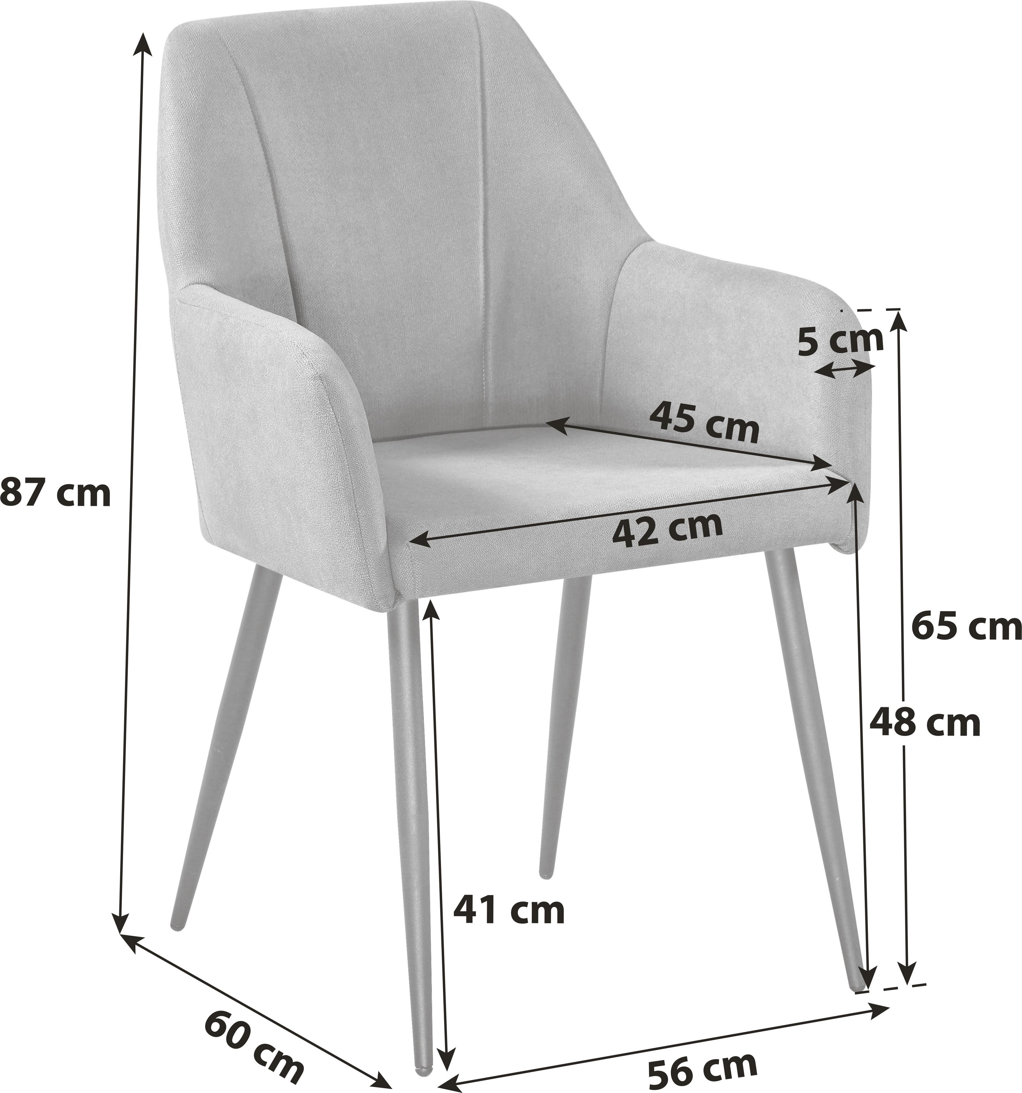 KRZESŁO Z PODŁOKIETNIKAMI ADELINA - czarny/szary, Lifestyle, metal/tkanina (56/87/60cm) - MID.YOU