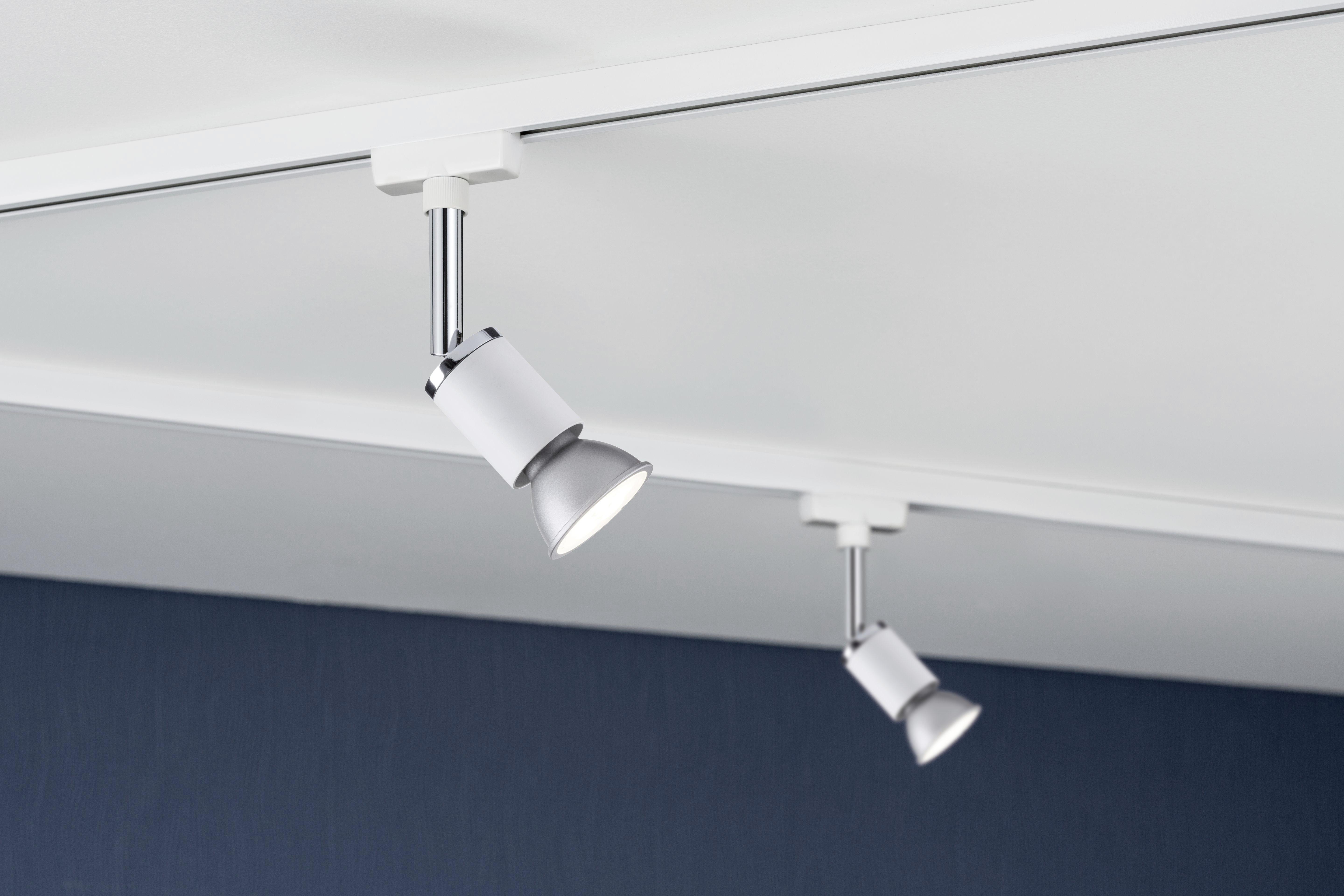 Schienensystem-Strahler Spot Pure II in Weiß/Chromfarben - Chromfarben/Weiß, Design, Metall (5,8/11/6,6cm) - Paulmann