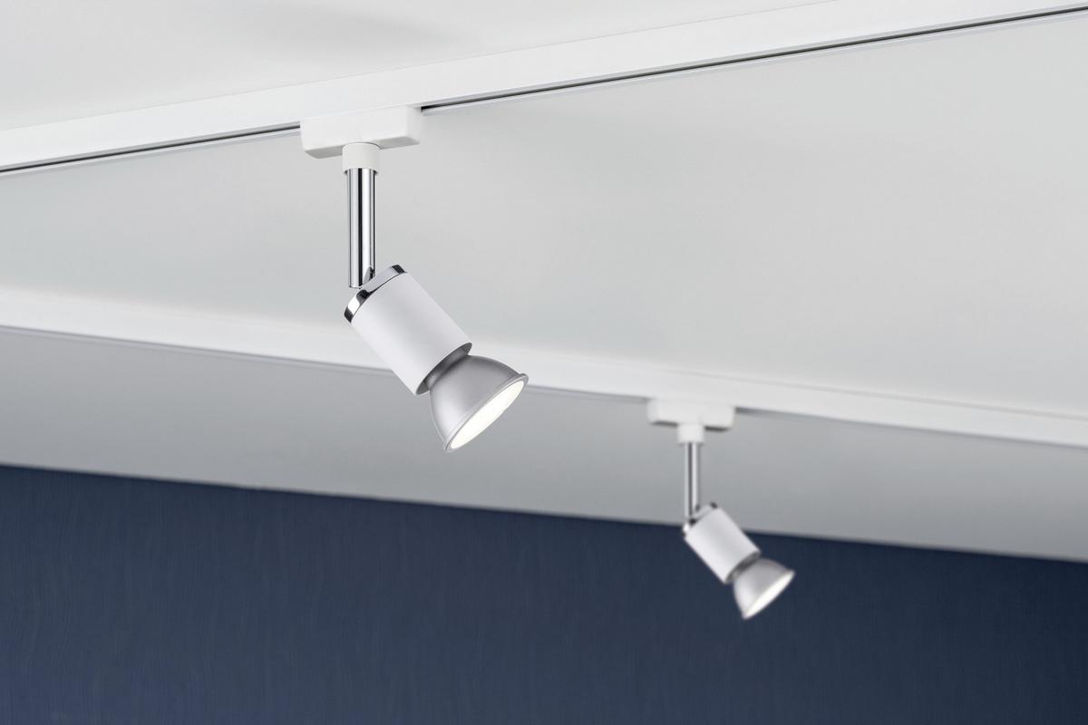 Schienensystem-Strahler Spot Pure II in Weiß/Chromfarben - Chromfarben/Weiß, Design, Metall (5,8/11/6,6cm) - Paulmann