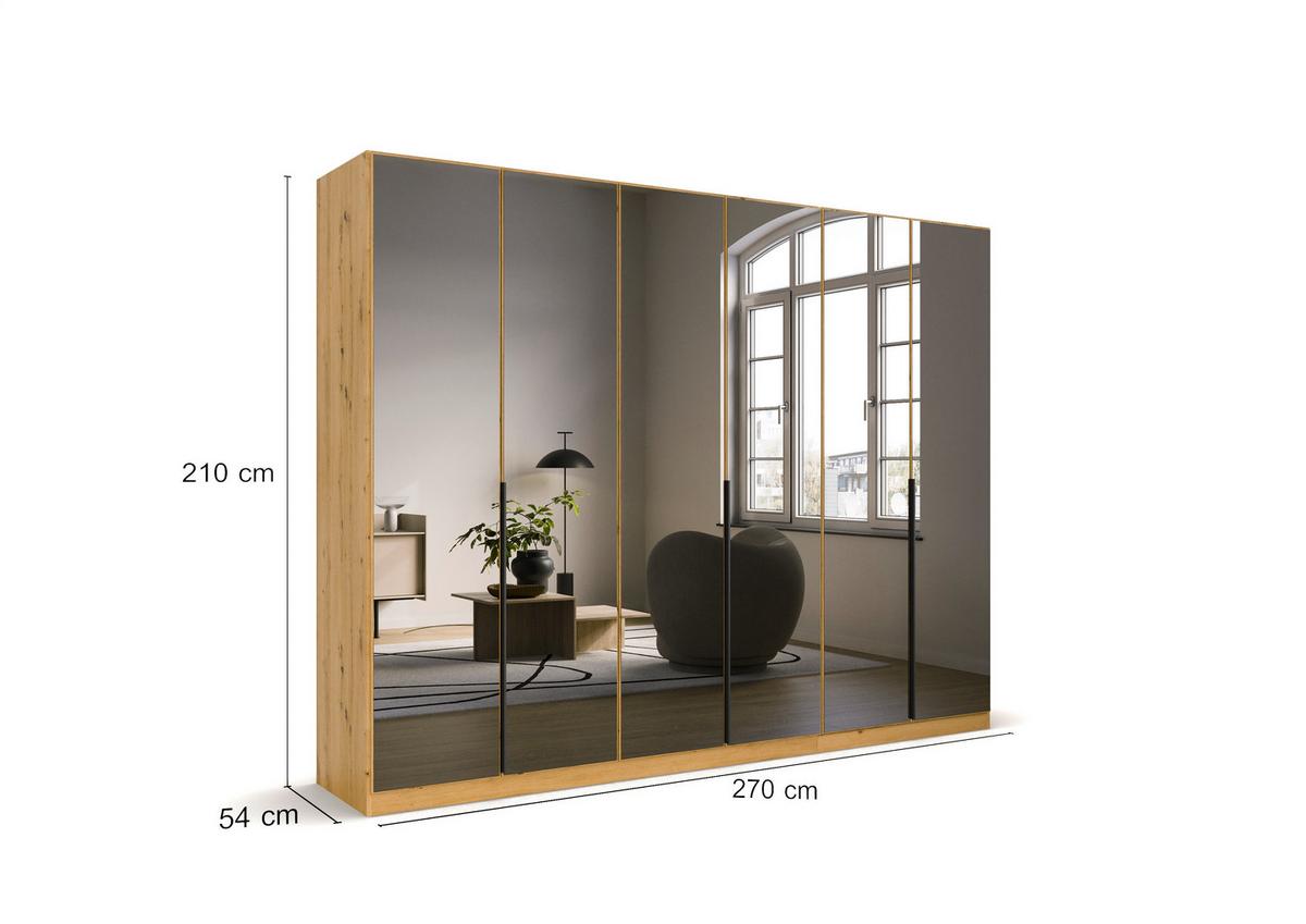 Ormar S Klasičnim Vratima Skyla - siva/hrast Artisan, Moderno, drvni materijal/metal (271/210/54cm) - Modern Living