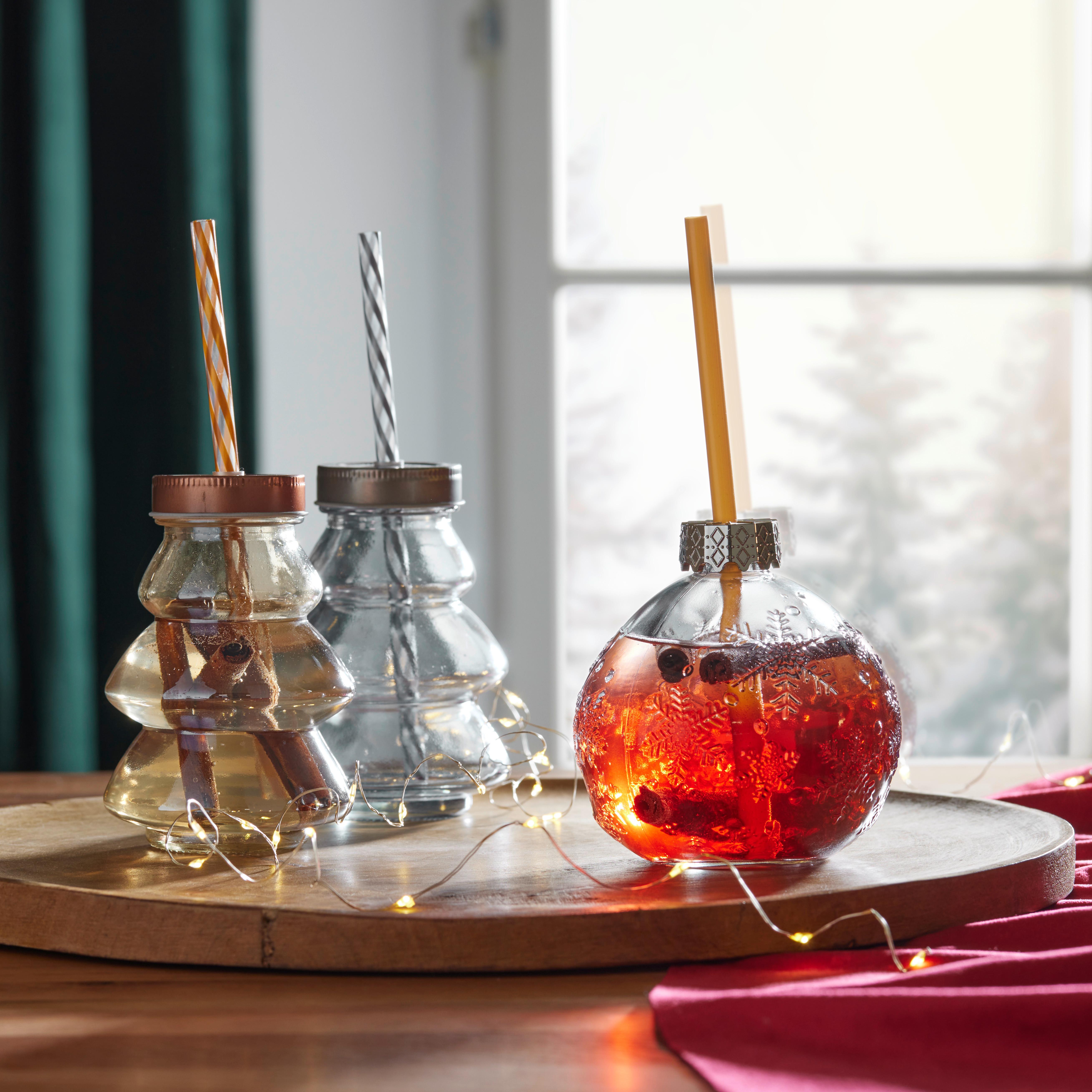 Trinkflasche Jeannine Silberfarben - Silberfarben, KONVENTIONELL, Glas/Kunststoff (8/11cm) - Modern Living