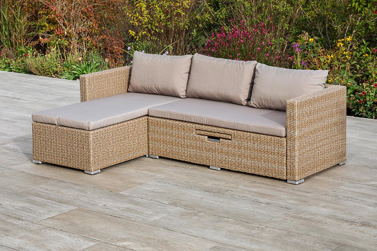 Lounge Garnitura Veneto, Blazine - naravne barve, Moderno, kovina/umetna masa (215/140cm) - Gardenson