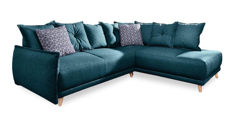 Eckschlafsofa in Türkis ´LAZY LUKKA´ - Dunkelgrau/Petrol, Basics, Textil (235/190cm) - MID.YOU