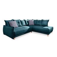 Eckschlafsofa in Türkis ´LAZY LUKKA´ - Dunkelgrau/Petrol, Basics, Textil (235/190cm) - MID.YOU