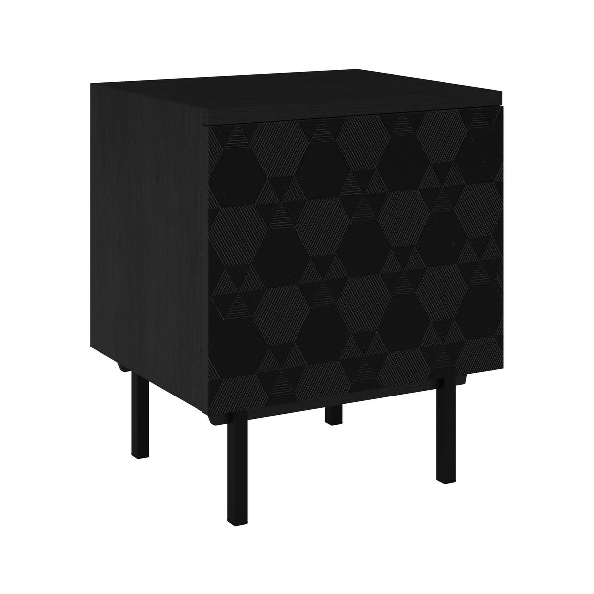 Nachttisch Roma ca. 48x56 cm MDF Schwarz - Schwarz, MODERN, Holz/Metall (48/56/38cm) - Bessagi Home