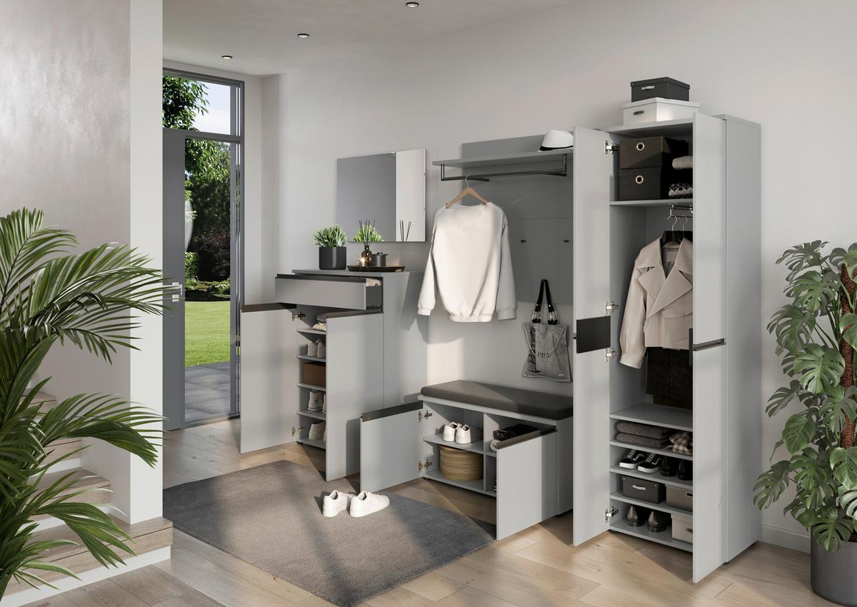 Garderobenschrank GW Bastia in Grau - Schwarz/Grau, MODERN, Holzwerkstoff/Kunststoff (59/194/41cm) - Premium Living