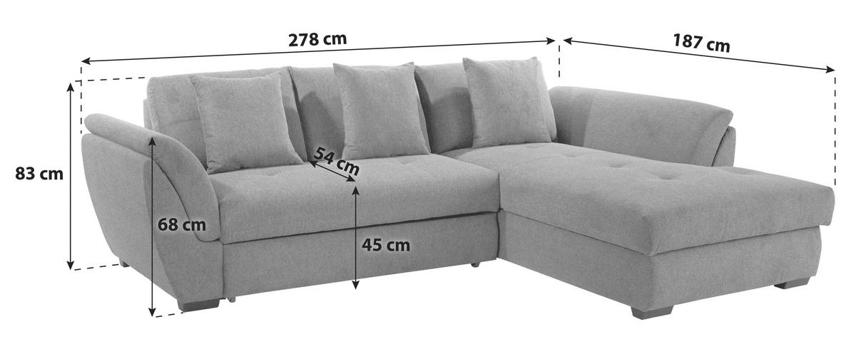 Kutna Garnitura Berisso - crna/sivo-bež, Konvencionalno, tekstil (278/187cm) - Ondega