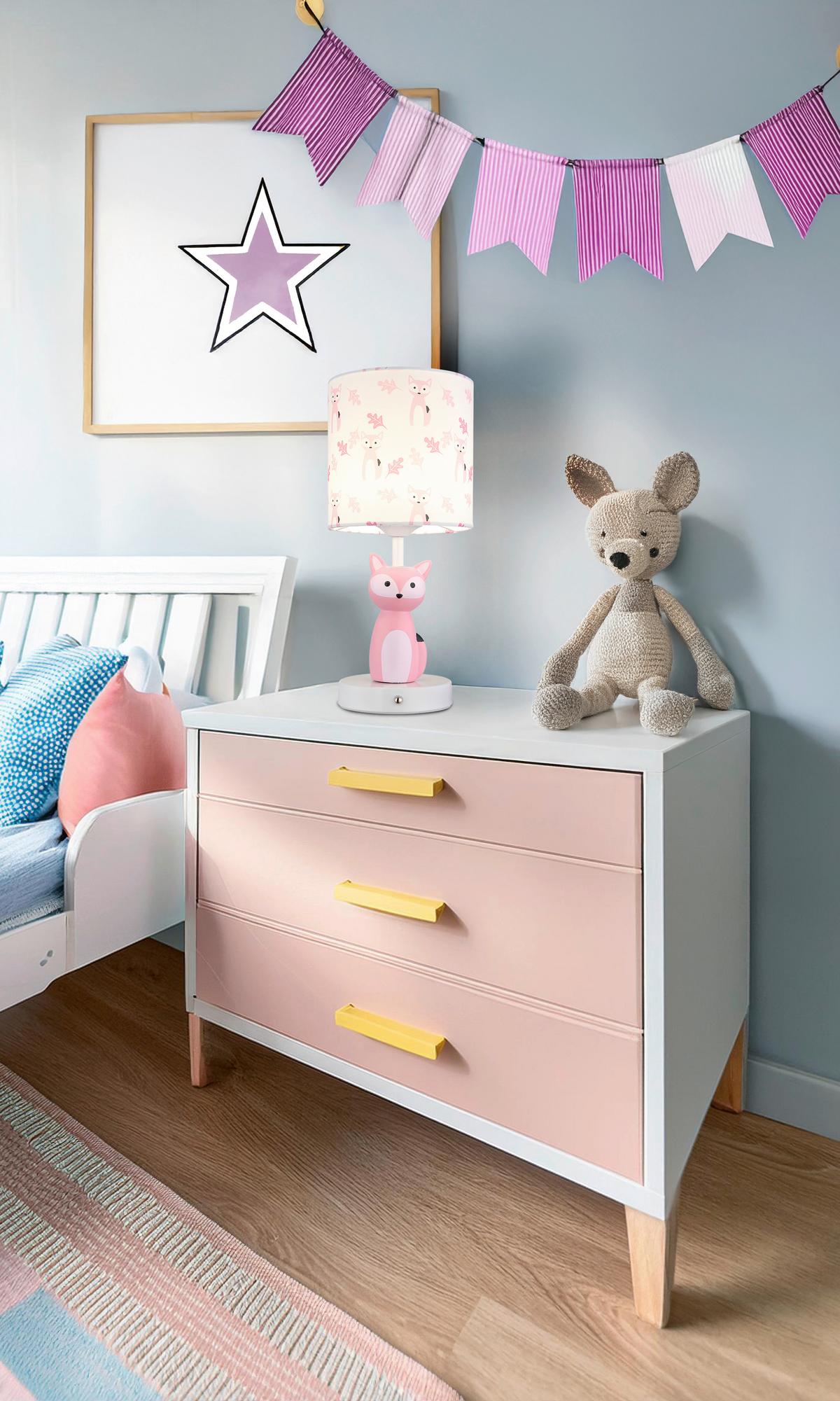 LED-TISCHLEUCHTE 21737P FOXY - Weiss/Pink, Trend, Keramik/Kunststoff (15/33,5cm) - Globo