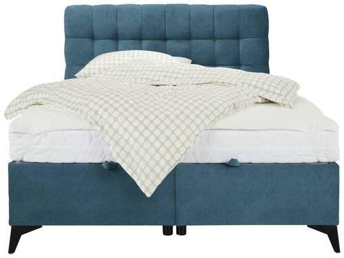 Boxbett in Hellblau ca. 140x200cm - Schwarz/Hellblau, KONVENTIONELL, Holzwerkstoff/Kunststoff (140/200cm) - Mömax