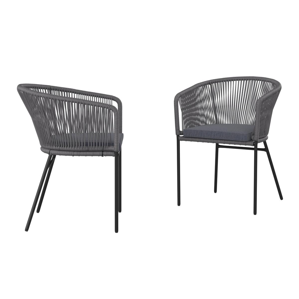 ZESTAW FOTELI OGRODOWYCH MALMEDY - czarny/szary, Modern, metal/tkanina (56/72/59cm) - Ambia Garden