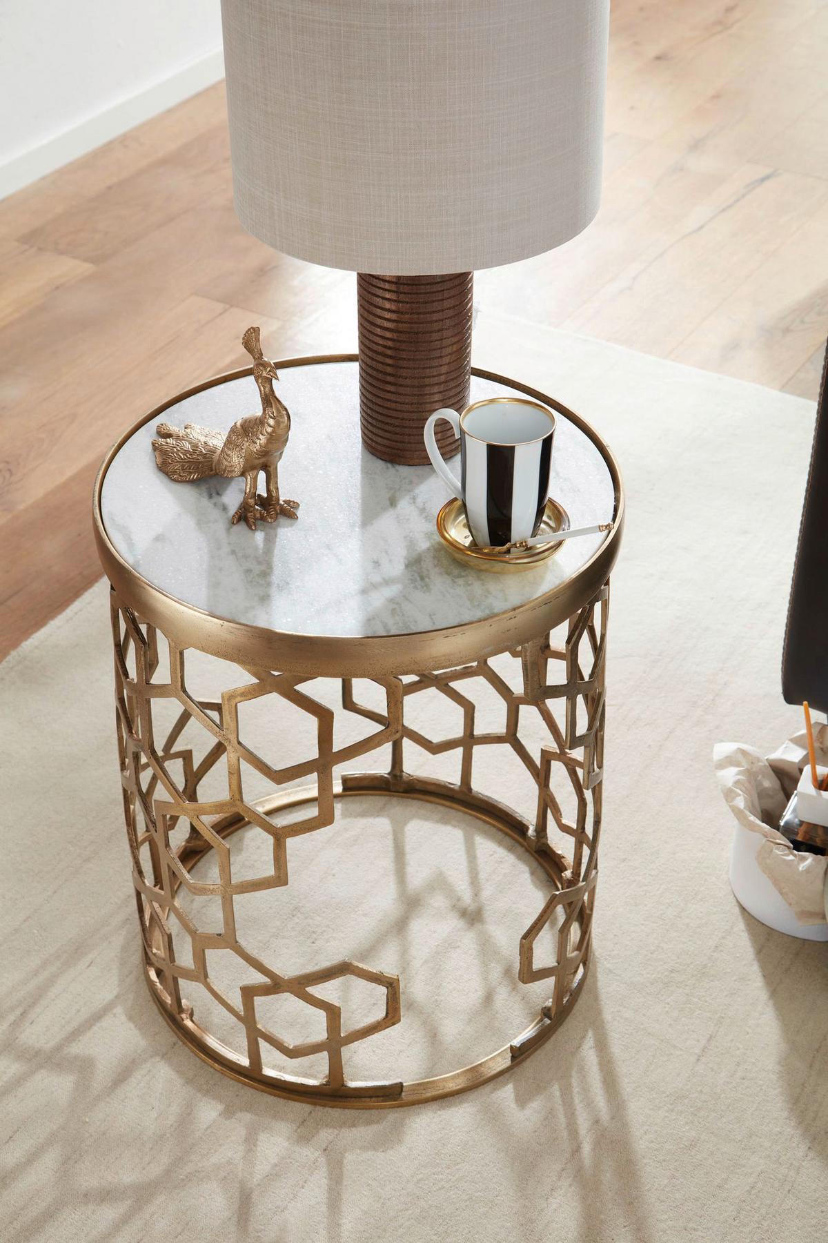 Mizica Wohnling - zlate barve, Design, kamen/kovina (46/46/55cm) - MID.YOU