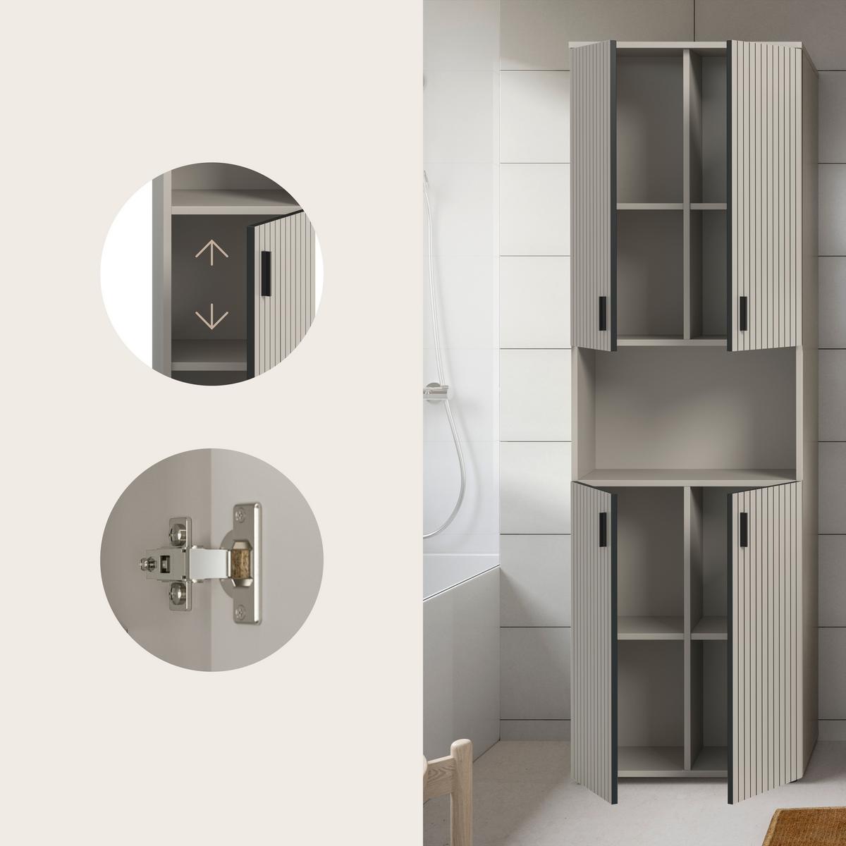 Hochschrank Mone Kaschmir - Kaschmir/Schwarz, Trend, Holzwerkstoff/Kunststoff (60/192/30cm) - MID.YOU
