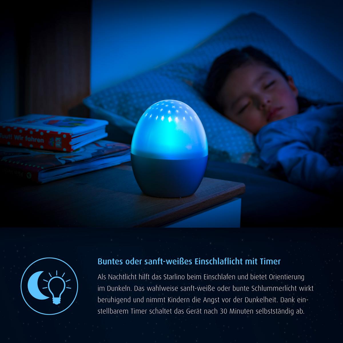 LAMPKA NOCNA DZIECIĘCA STARLINO - biały, Basics, tworzywo sztuczne (10,2/15,5/10,2cm) - Reer