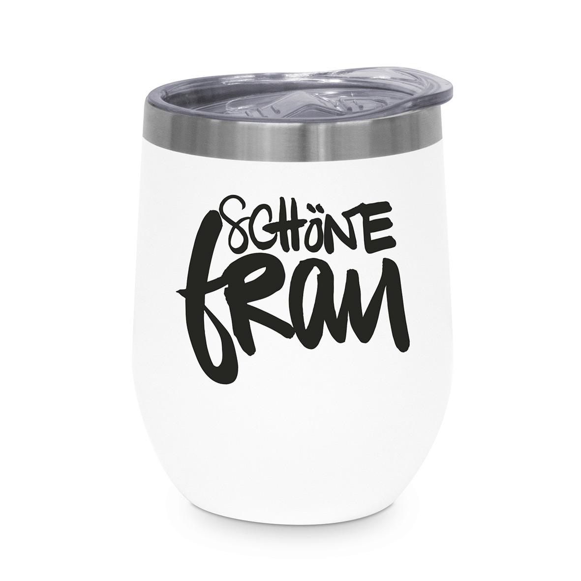 Thermobecher Schöne Frau ca. 350ml - Weiss/Schwarz, Modern, Metall (9/11,5cm)