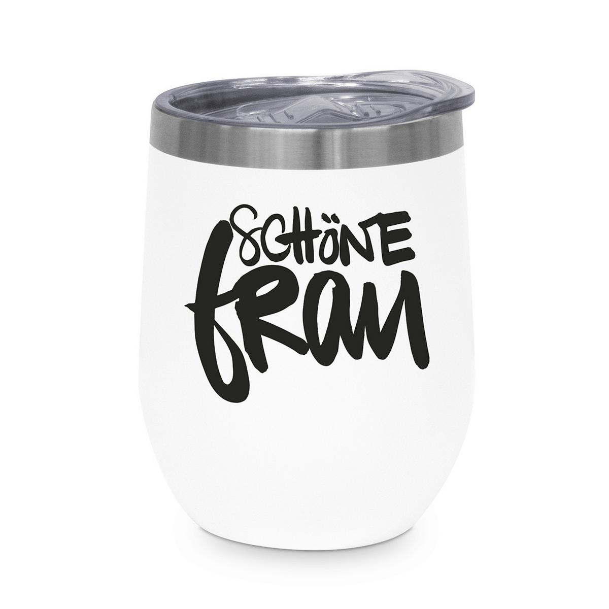 Thermobecher Schöne Frau ca. 350ml - Schwarz/Weiß, MODERN, Metall (9/11,5cm)