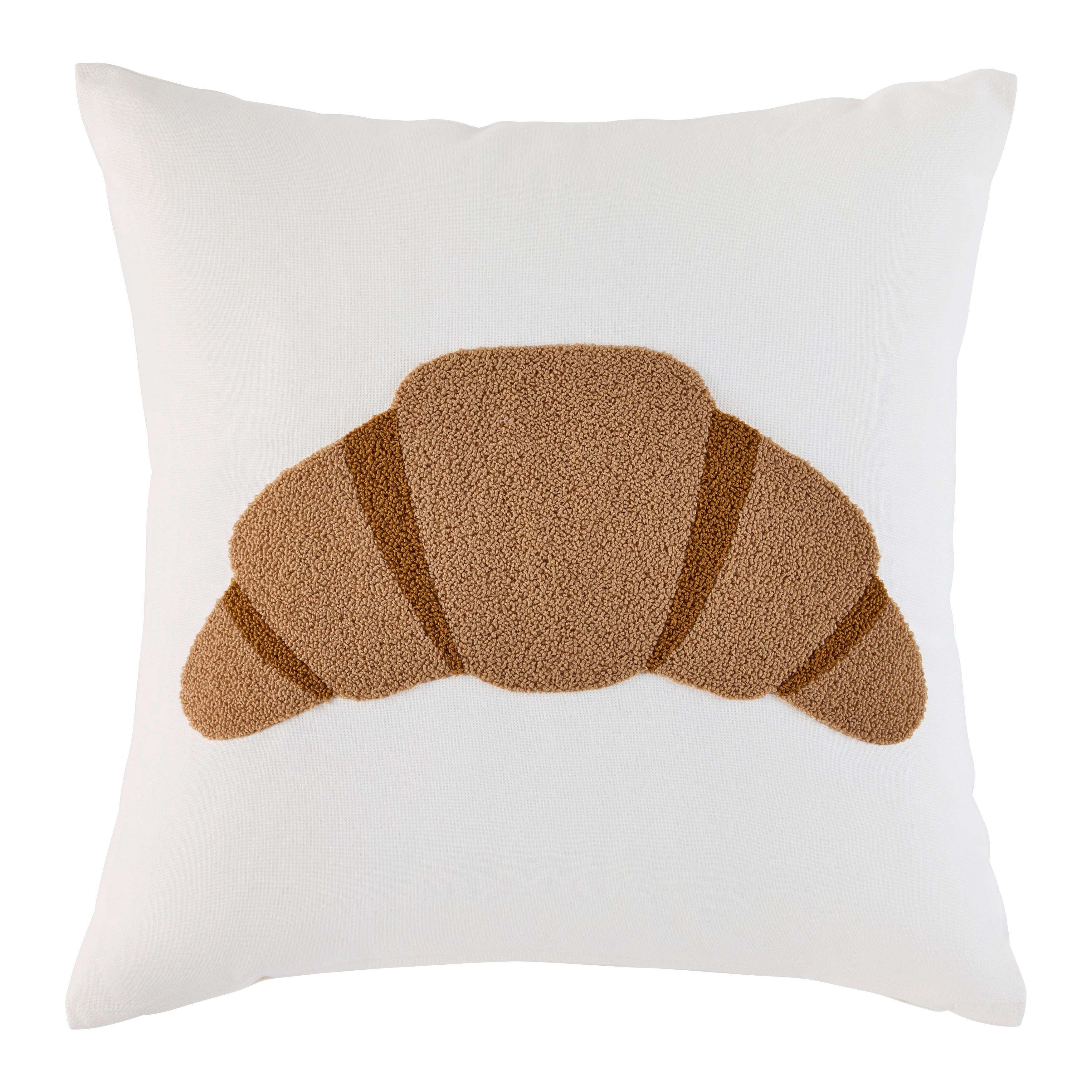 Zierkissen Croissant Weiß/Cognac ca. 45x45cm - Cognac/Weiß, Textil (45/45cm) - Mömax