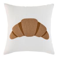 Zierkissen Croissant Weiß/Cognac ca. 45x45cm - Cognac/Weiß, Textil (45/45cm) - Mömax