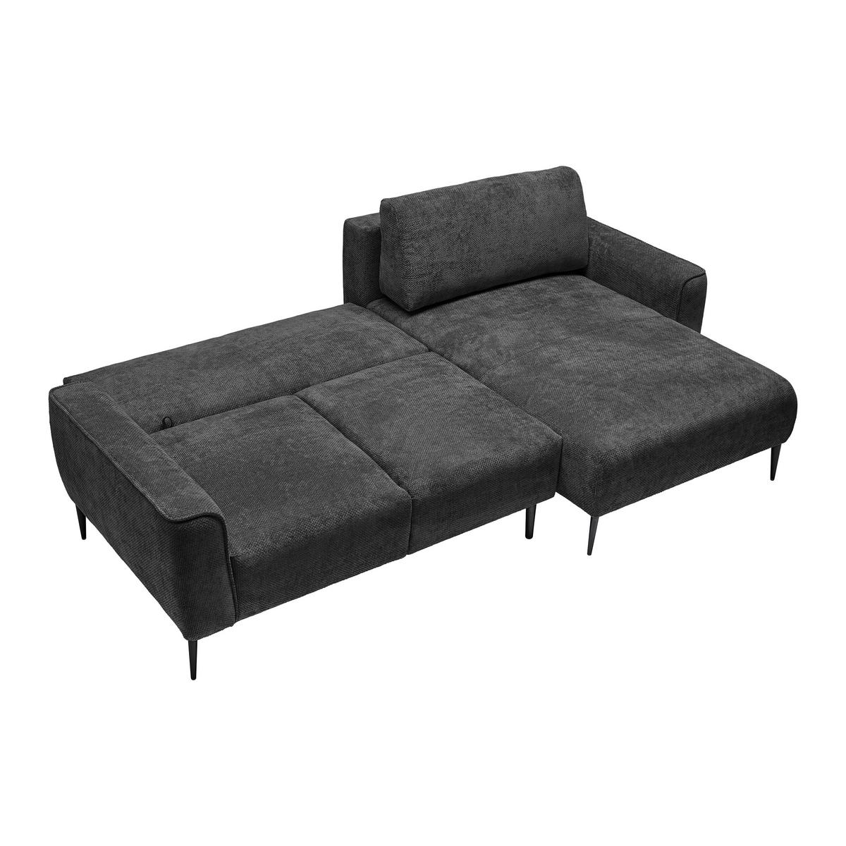 Ecksofa Custom Schwarz - Schwarz, MODERN, Textil/Metall (255/85/164cm) - Mömax