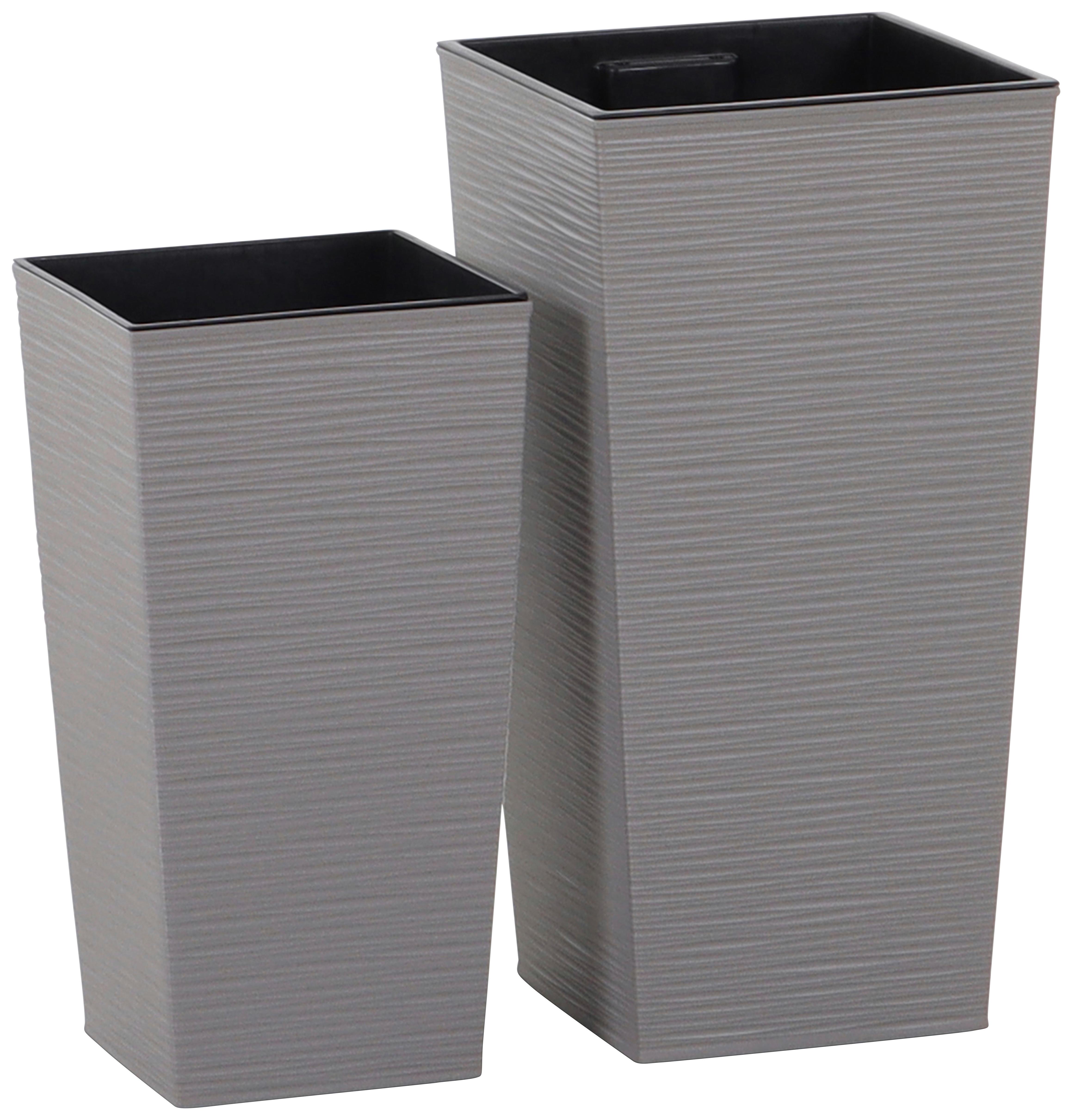 Übertopf-Set Grau, 2-teilig - Grau, Basics, Kunststoff - Siena Garden
